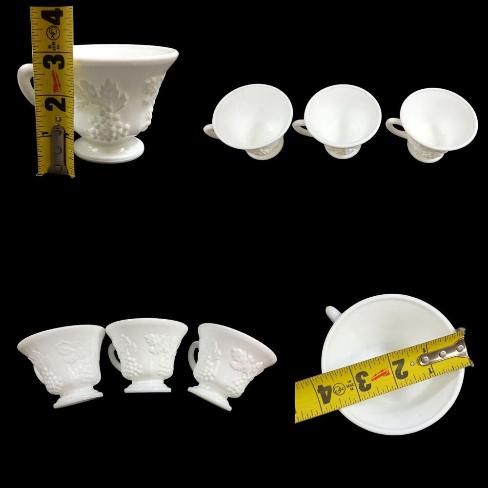 VTG Milk Glass Tea Coffee Cup Indiana Glass Colony Harvest Grape Lot Of 3